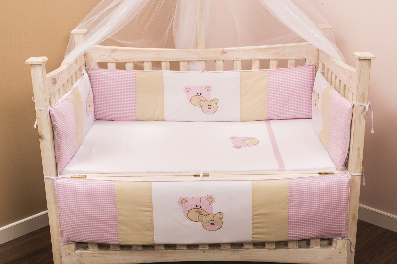 Baby Bear Pink Cot Sheet Blooms And Butterflies