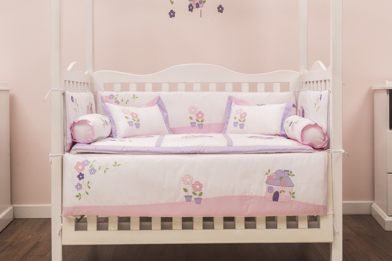 Country Cottage Bolster Pillowcase Blooms and Butterflies