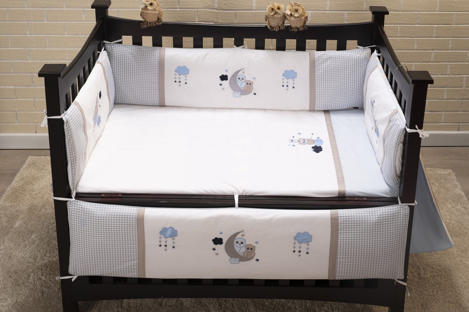 Wise Owl Cot Sheet Blooms and Butterflies