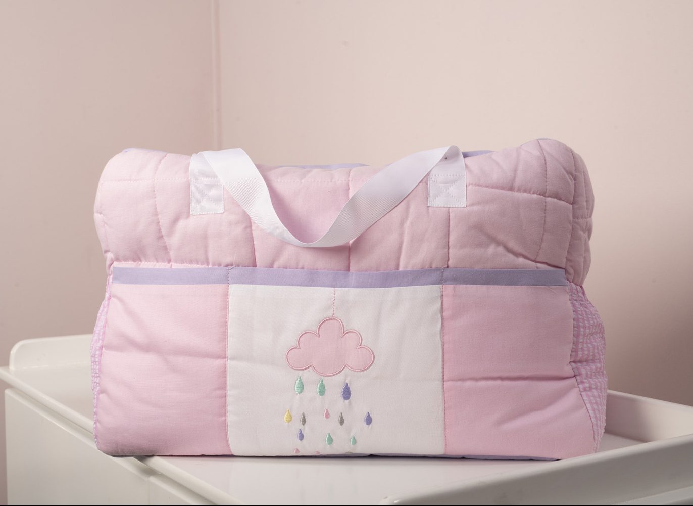 Rainy Pink Large Bag Blooms and Butterflies